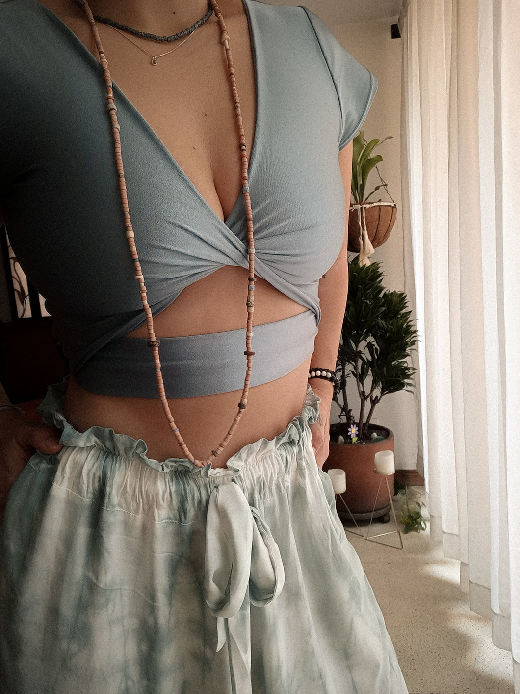 Grey  Aqua  Spark  Cruzado  Crop Top